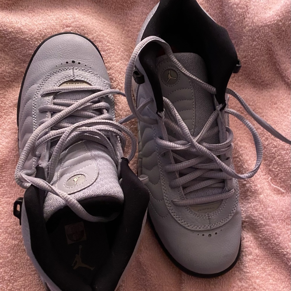 Jordan boys Light Gray and Black Sneakers
